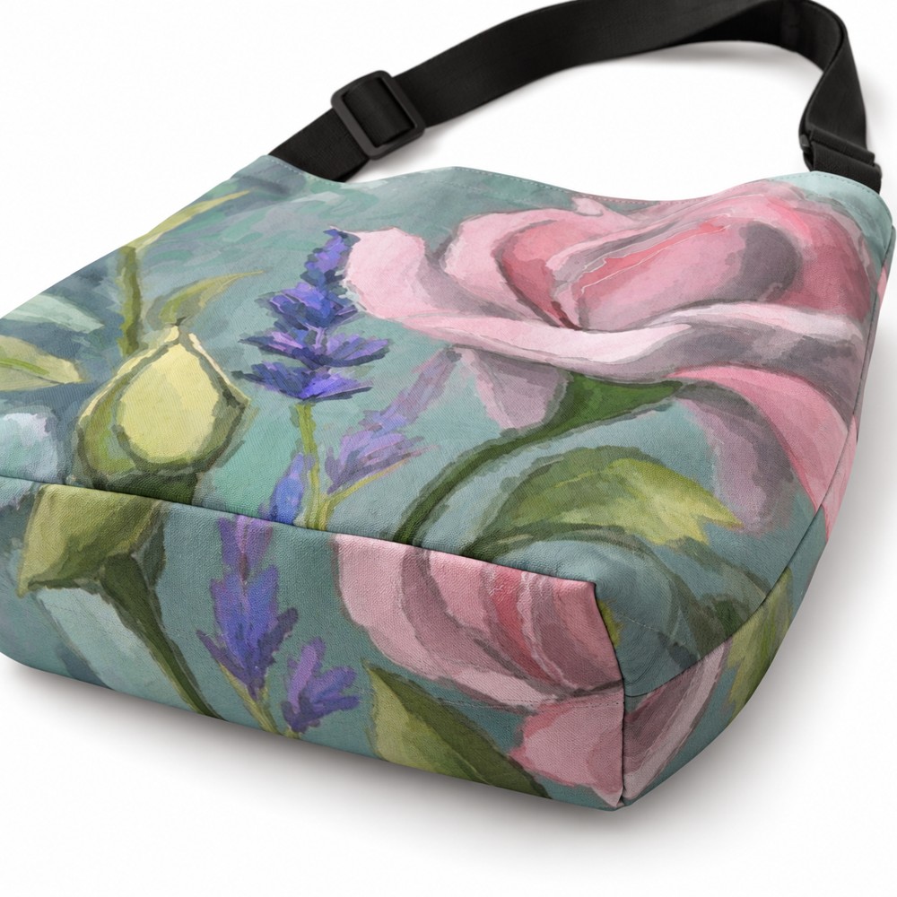 Illustrative bottom view of the Misty Rose adjustable tote