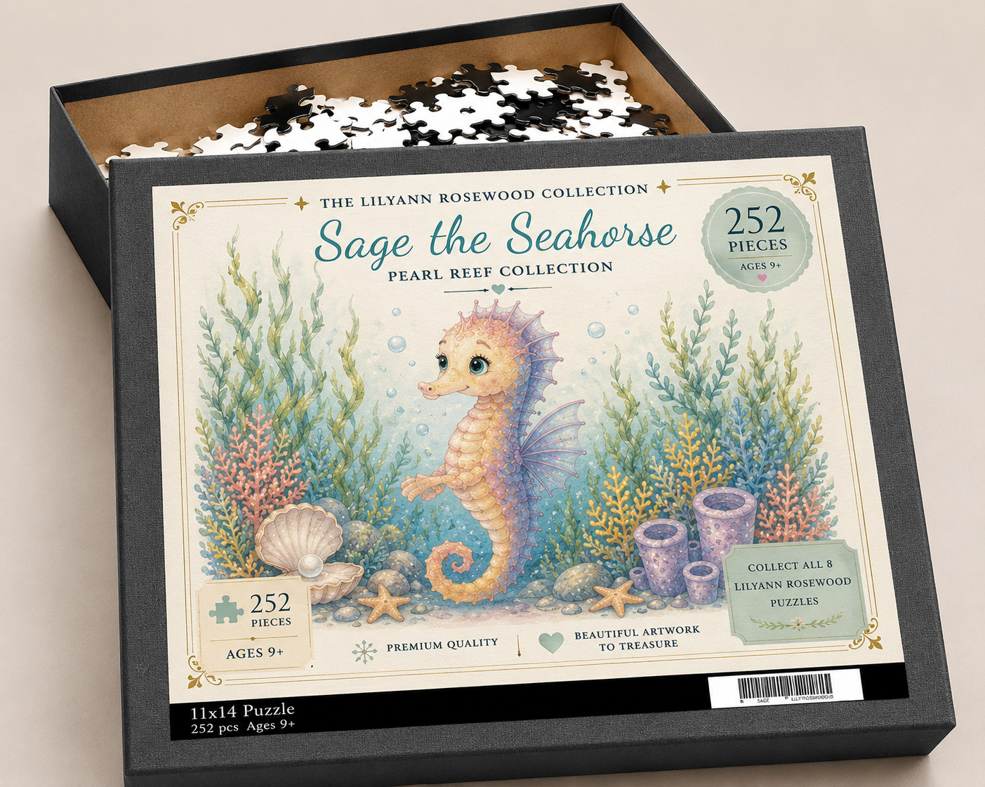 Sage the Seahorse puzzle with illustrated box